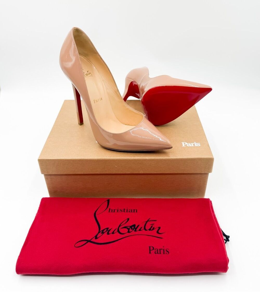Christian Louboutin Pigalle Heels120 Patent Leather Nude Pumps EU 39.5 US 9.5